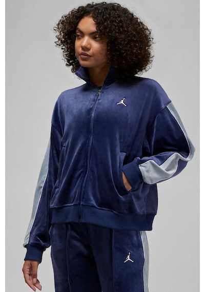 Nike Jordan Flight Full Zıp Velaur Womens Sweatshirt Oversize Kadife Kadın Sweatshirt Lacivert La