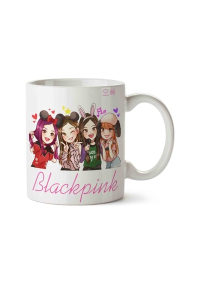 Black Pink Karakterler Porselen Kupa Bardak Beyaz