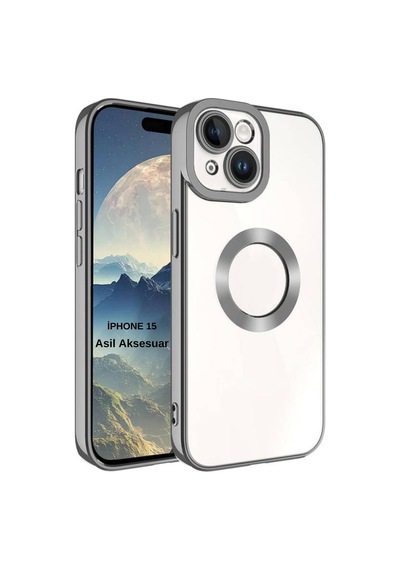 Iphone 15 Uyumlu Renkli Detaylı Kamera Korumalı Logo Kısmı Açık Korumalı Kılıf