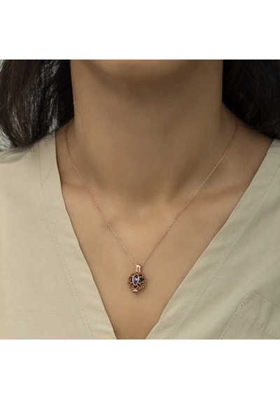 925 Ayar Gümüş Kafesli Lotus Bayan Gümüş Kolye Beyaz