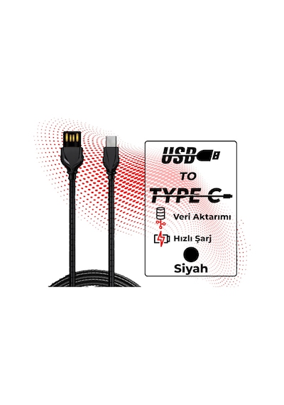 Ttaf T-CHR-02-3 USB-A To USB-C 2.4 A Çelik Zırhlı Şarj Data Aktarım Kablosu
