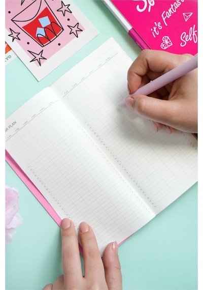 Sgirls- Sert Kapak Planlayıcı Defter 8,5x18,5 Cm , 100 Gr. 80 Yaprak Ivory. Pembe