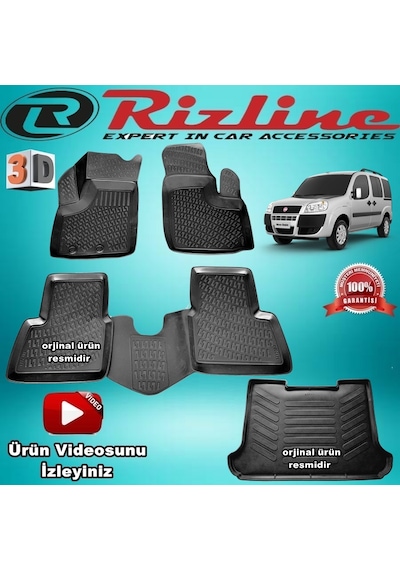 Fiat Doblo 1 3D Paspas+Bagaj Havuzu Siyah 2001-2009 Arası Rizline N11.30517