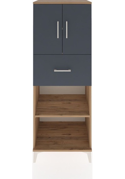 Hyperion Dolap 3 Raflı Tek Çekmeceli 2 Kapaklı 60x44x163 Çam-antrasit Atlas Çam