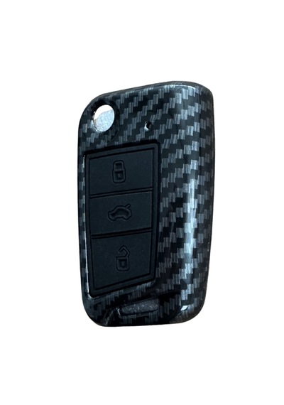 Autohan Keys Lüks Karbon Anahtar Koruma Kılıfı Volkswagen Golf 7, Golf 7.5, Tiguan, Polo, T-roc, T-cross İçin, Karbon