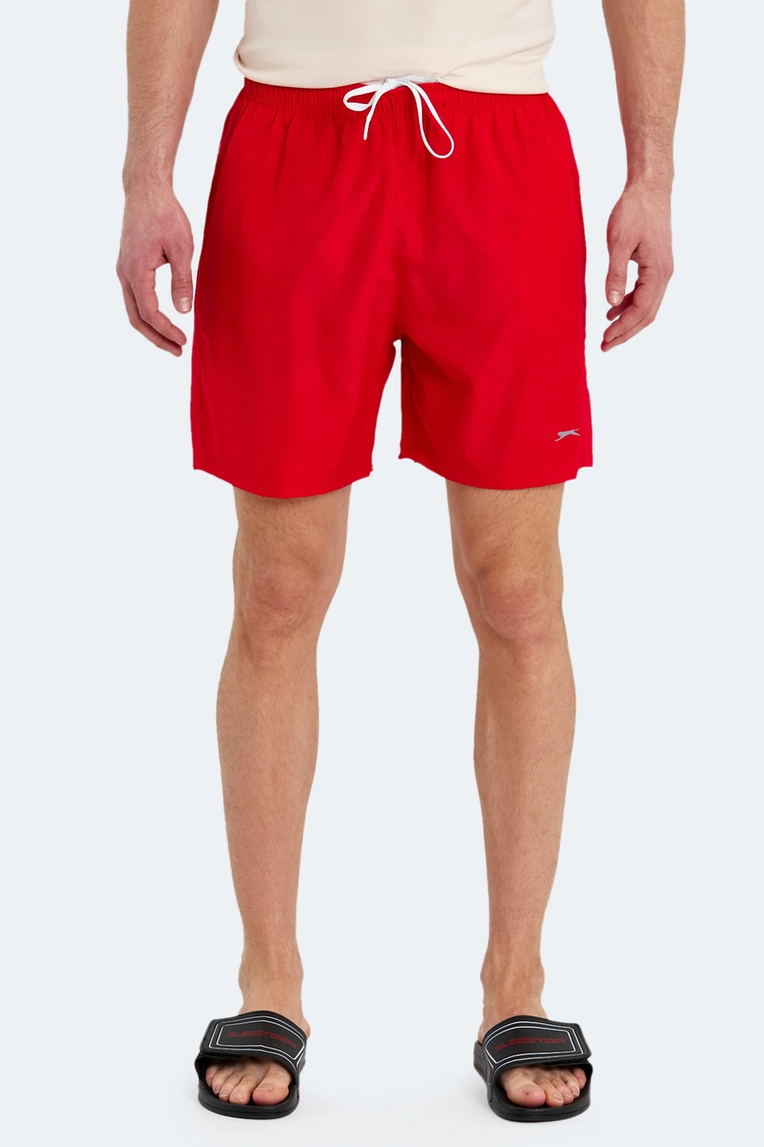 Slazenger Rabı 2 Li Set Erkek Cepli Deniz Şortu Gri - Kırmızı Mayo Gri - Kırmızı