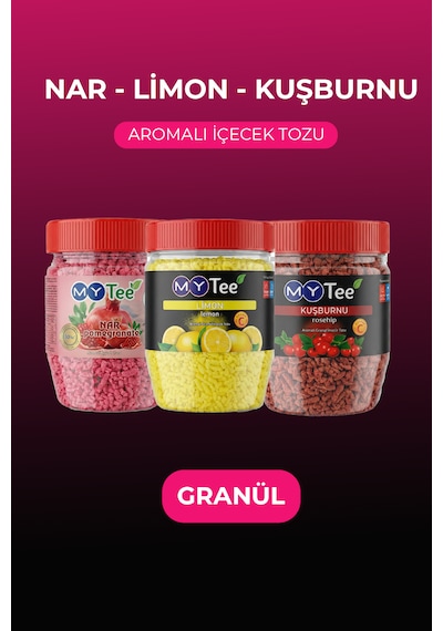 Mytee 3'lü Limon - Nar - Kuşburnu Aromalı Granül İçecek Tozu 3 X 250gr 750 G