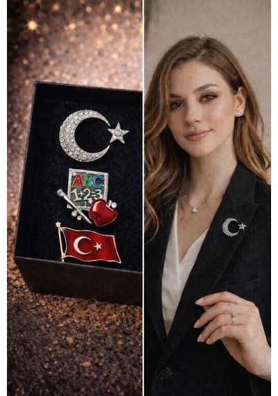 Öğretmenlere Özel Anlamlı Broş Seti 4 Renkli