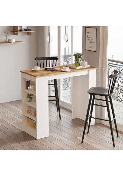 Robinhome Robin Home Thales Bar Masası Mutfak Yemek Masası Çam Beyaz