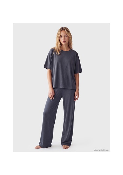 Lcw Dream Antrasit Bisiklet Yaka Kadın Pijama Takımı