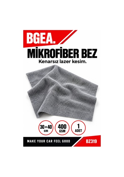 Bgea Kenarsız Lazer Kesim Mikrofiber Pasta Cila Bezi 30 40 Cm 400 Gsm Gri Bz319
