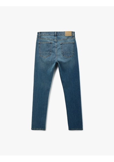 Koton Normal Bel Yıpratmalı Pamuklu Slim Fit Jean Pantolon - Brad Jean Petrol 6wam40014ıd Petrol