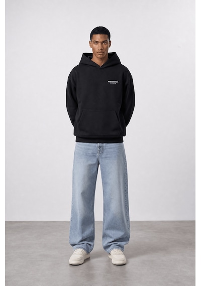 Respire Erkek Absofuckinlutely Baskılı Oversize Hoodie Siyah