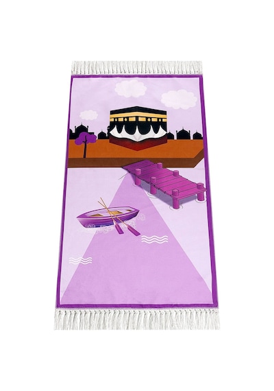 Dijital Baskılı Çocuk Seccadesi - Kayıklı Kabeli - 44 X 78 cm
