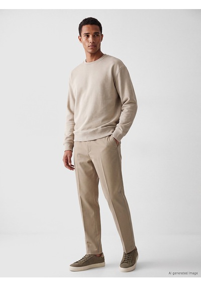 Lcw Vision Bej Bisiklet Yaka Erkek Sweatshirt