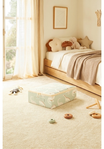 Ocean Home Textile Çocuk Odası Dinozor Destekli Kutu Hurç 31 X 38 X 12 Cm Mint