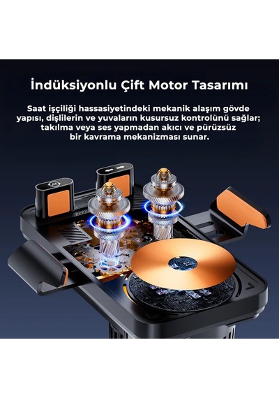 Sd38 15w Otomatik Sensörlü Hızlı Kablosuz Şarjlı Araç Telefon Tutucu - Tek Tuşla 90 Dönen, Çift Motorlu & Rgb Işıklı Havalandırma Tutacağı