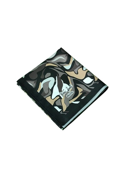 Mim Eşarp Vav İpek Kadın Micro Twill Sport Desenli Eşarp Siyah