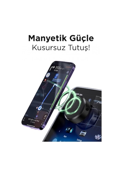 Torima X8q Siyah Çift Taraflı Manyetik Adsorpsiyon Vakumlu Kompakt Telefonu Tutucu