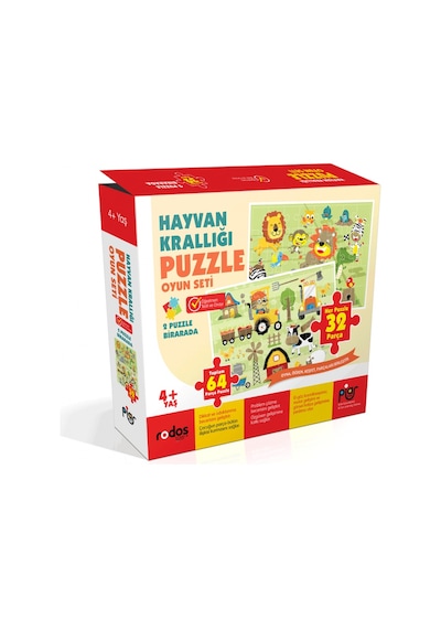 Hayvan Krallığı Puzzle Yapboz Oyun Seti / 2 Puzzle Bir Arada /