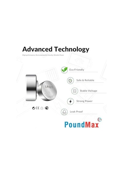 Poundmax 10 Adet Ag0 Lr521,lr63,379 1.5v Alkalin Düğme Pil