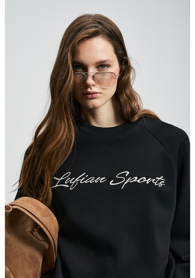 Lufian Ander Kadın Örme Sweatshırt Siyah Siyah 122030018100100 Siyah