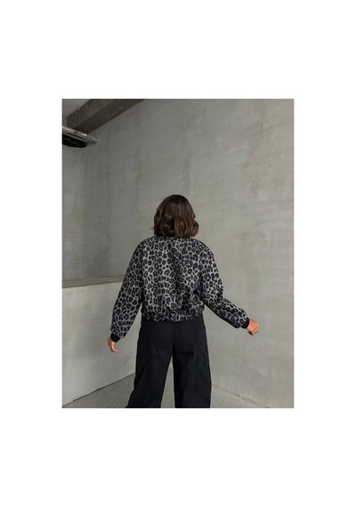 Verymoda Leopar Desenli Kaşe Mont F1827 Gri Leopar