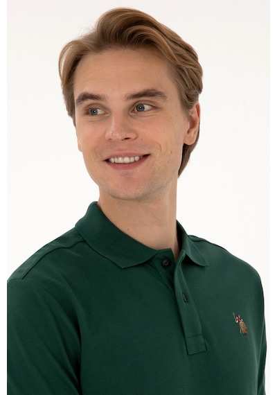 U.S. Polo Assn. Erkek Regular Fit Polo Yaka Koyu Yeşil Basic Sweatshirt 50313772-VR079