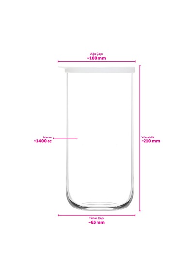 Lav Duo Cam Saklama Kabı 2'li Büyük Boy 1400 ml Beyaz Plastik Kapaklı