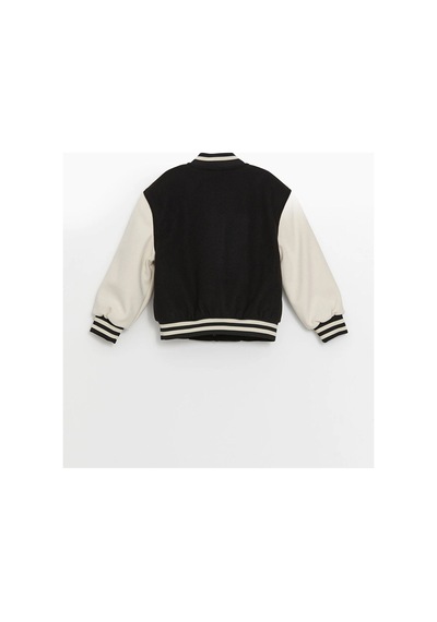 LC Waikiki Lcw Kids Yeni Siyah Nakışlı Kız Çocuk Bomber Mont