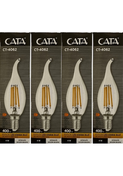 Cata Ct-4062 4w 3000k Günışığı E14 Duylu Led Kıvrık Buji 4 Adet