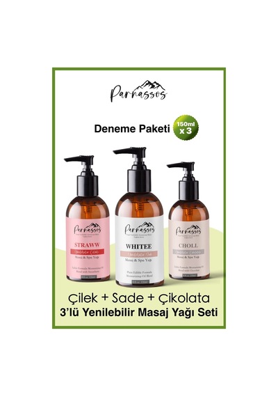 Parnassos Doğal Çilek + Çikolata + White Aromaterapi Masaj Seti