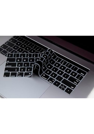 Macbook Pro Türkçe Q Klavye Koruyucu Us Ansı Düz Enter Uyumlu Silikon Keyboard Cover 13-15 İnç A1706 A1989 A2159 A1707 A1990 Amerikan İngilizce Klavyeyi Türkçe Q Ya Çeviren Siyah