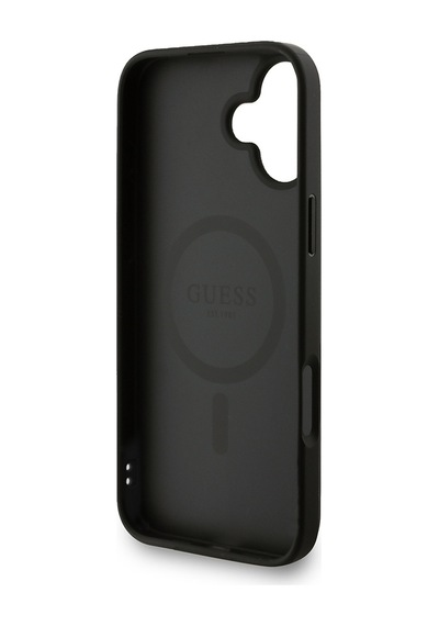 Apple Uyumlu iPhone 16 Plus Kılıf Guess Lisanslı M-safe Bilek Askı İpli Yazı Logolu Kapak Siyah