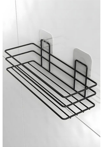 2 Adet Banyo Düzenleyici, Tek Katlı Siyah Banyo Organizer Siyah