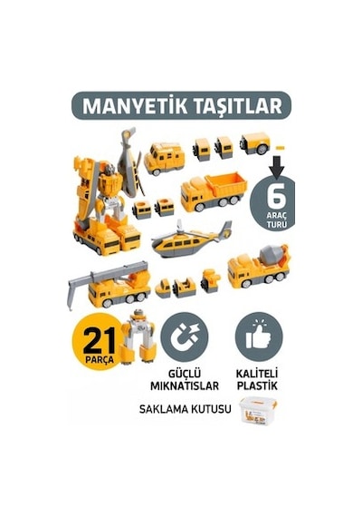 Manyetik Mühendislik Serisi 6 Araba Dönüşebilen 21 Parça Set
