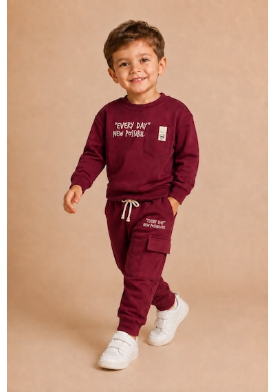 Ahengim Erkek Çocuk Pamuklu Baskılı 2 Li Takım Sweatshirt Eşofman Altı 1-4 Yaş Ak122 Bordo Ahengim Erkek Çocuk Pamuklu Baskılı 2 Li Takım Sweatshirt Eşofman Altı 1-4 Yaş Ak122 Bordo