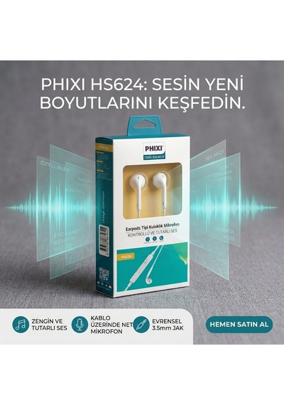 Phıxı Basic Hs624 Mikrofonlu Kulak Ici Kablolu Kulaklik 3.5 Mm Jack