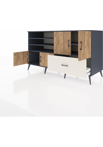 Kronos Konsol 5 Raflı Tek Çekmeceli 4 Kapaklı 176x59x99 Antrasit- Antrasit-çam/aytaşı Kronos Konsol 5 Raflı Tek Çekmeceli 4 Kapaklı 176x59x99 Antrasit- Antrasit-çam/aytaşı