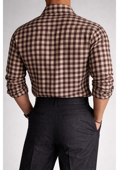 Tarz Cool Erkek Ekose Gömlek Slim Fit Pamuklu Uzun Kollu Günlük Şık Gömlek Krem Tarz Cool Erkek Ekose Gömlek Slim Fit Pamuklu Uzun Kollu Günlük Şık Gömlek Krem