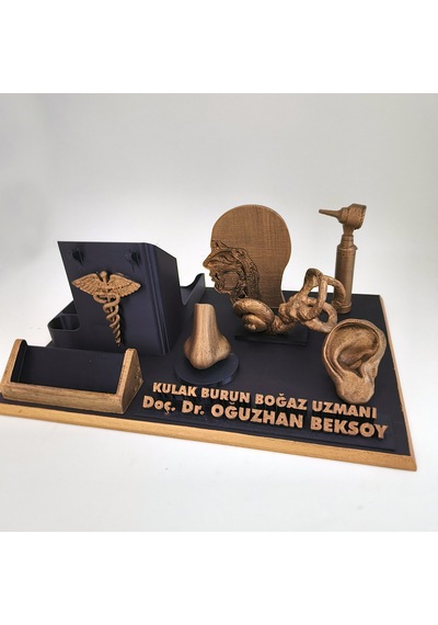 Kişiye Özel Kulak Burun Boğaz Uzmanı Masa İsimliği Ve Kartvizitlik Gold - Siyah