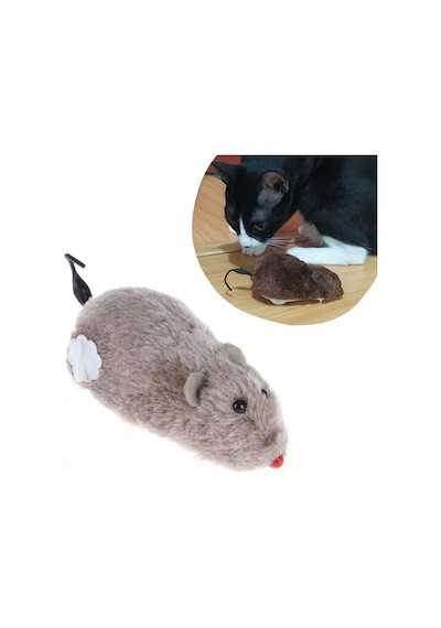 Kurmalı Kedi Eğitim Oyuncağı Tüylü Peluş Fare Yakalama İnteraktif Sevimli Eğlenceli Oyuncak 5570