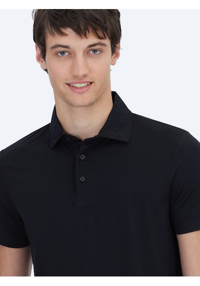 Siyah Düz Polo Yaka T-shirt Siyah