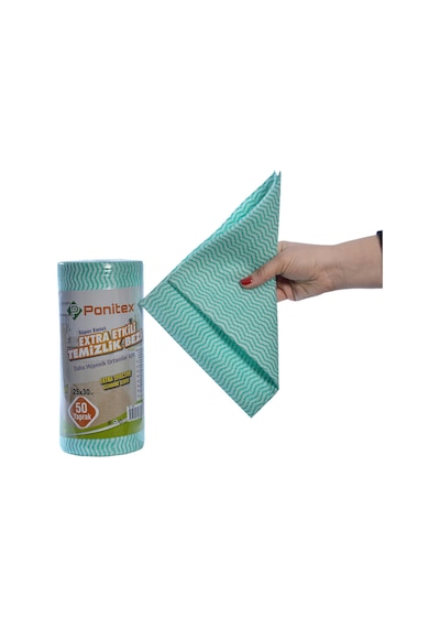 Ponitex Süper Emici Perforeli Pratik Hassas Temizlik Bezi 2 Adet  Yeşil 50 Yaprak 25 x 30 CM