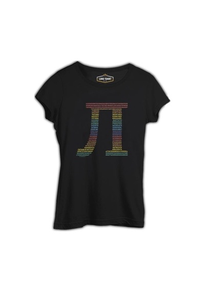 Matematik - Pi 15 Siyah Kadın Tshirt 001