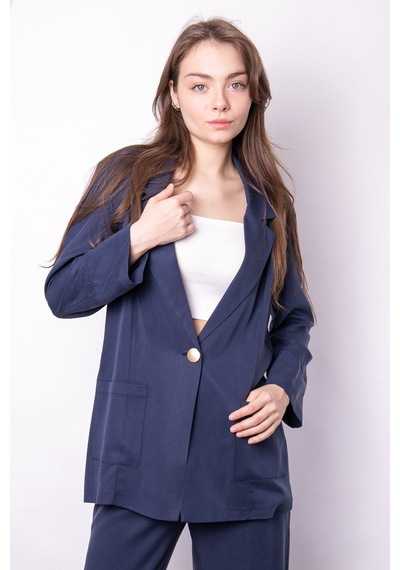Kadın Baharlık Kumaş Rahat Kesim Yakalı Cepli Kolu Katlamalı Boyfriend Blazer Ceket-lacivert Lacivert Kadın Baharlık Kumaş Rahat Kesim Yakalı Cepli Kolu Katlamalı Boyfriend Blazer Ceket-lacivert Lacivert