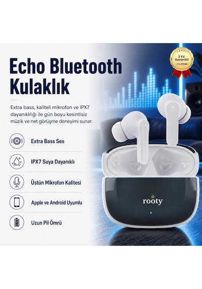 Hzl Echo Kulak İçi Surround Ipx7 Extra Bass Üstün Mikrofonlu Tws / Android Bluetooth Kulaklık-528