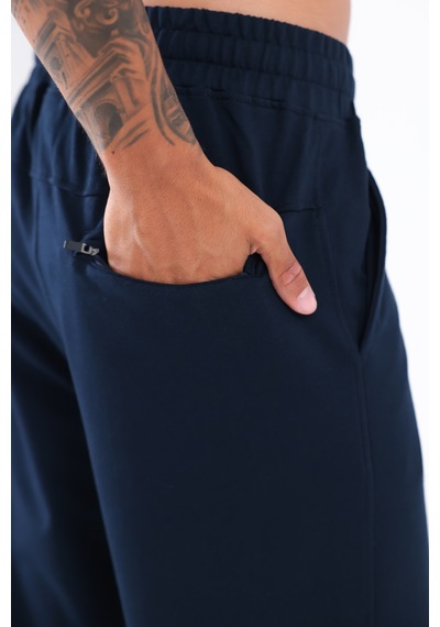Rowinger 2 İplik Nakış Logo Fermuarlı Cepli Buggy Fit Erkek Eşofman Altı Navyblue