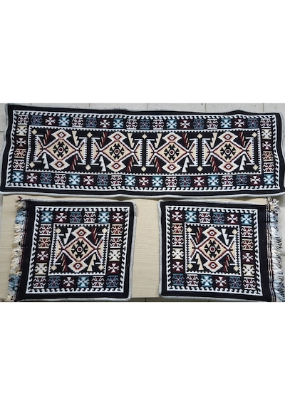 1.Kalite Uşak Kilimi Oto Koltuk Üzeri Serme Kilim Seti