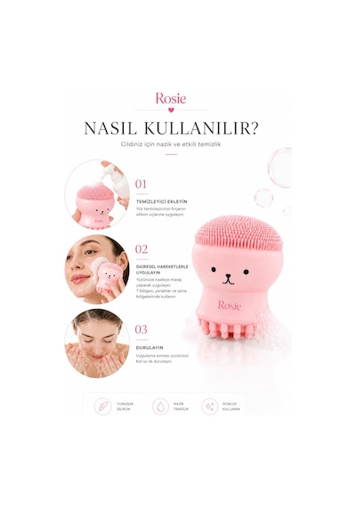 Rosie Ahtapot Yüz Temizleme Fırçası - Açık Pembe